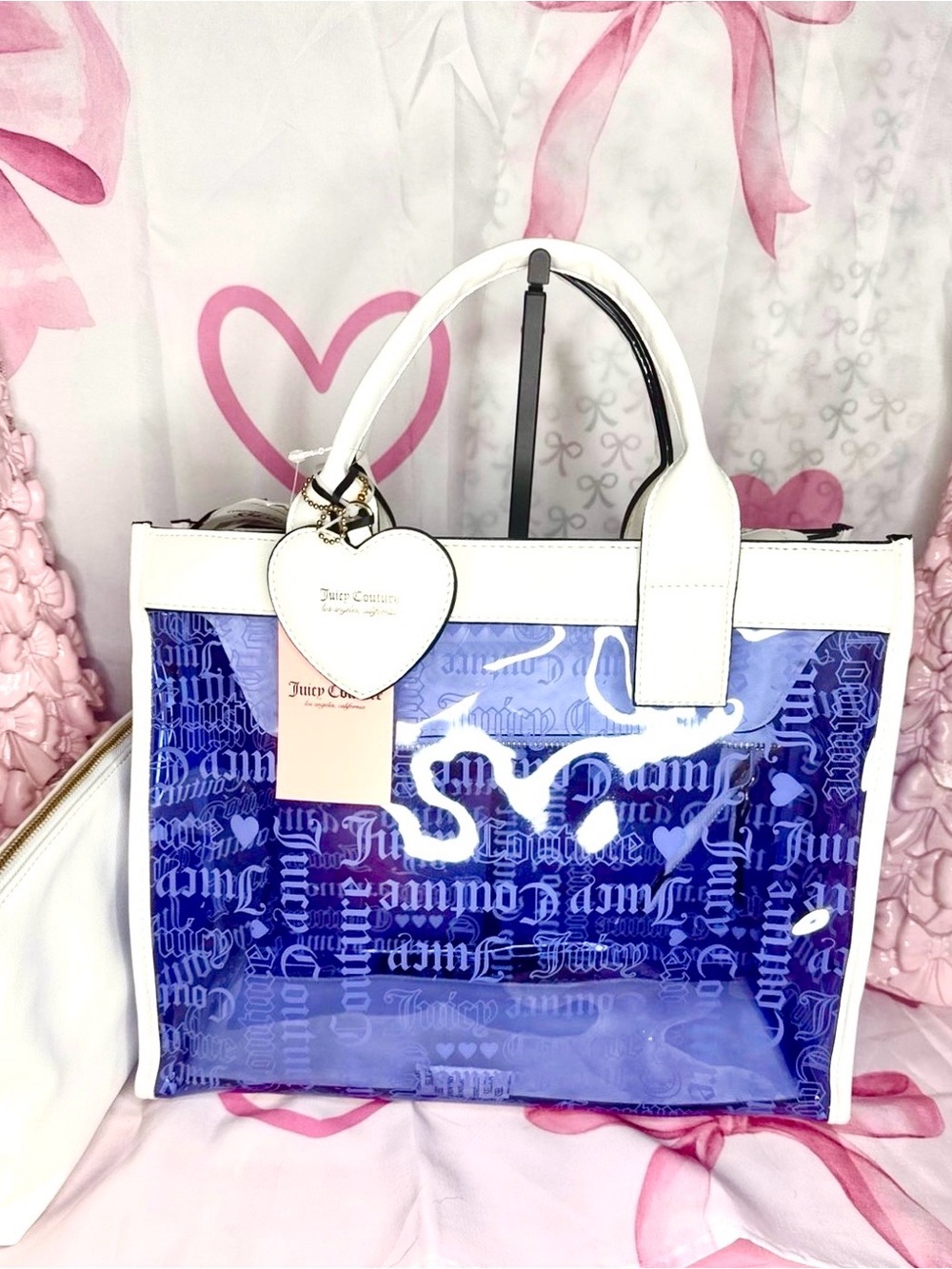 Juicy Couture Heart Dazzling Blue/White Large Tote Bag